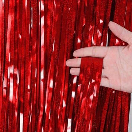 Rød glitter - Frynsegardin Bakgrunn - 2x1m